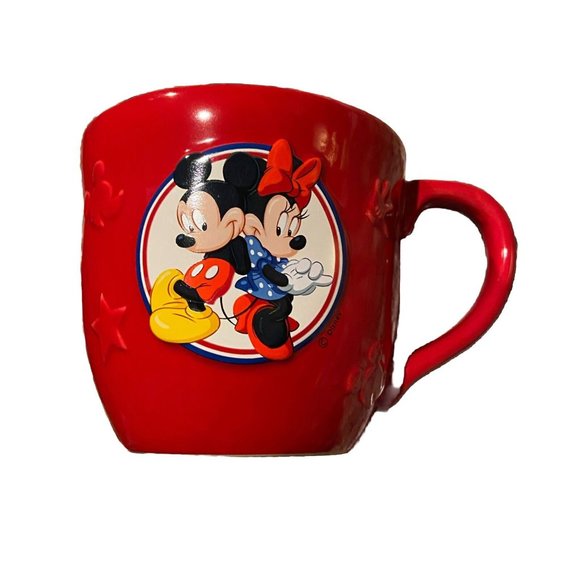 Mickey and Minnie Red Coffee Mug Raised Pattern Hallmark Collection Disney - Picture 1 of 13